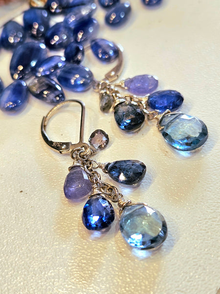 One of a Kind London Blue Topaz, Kyanite, Tanzanite & Iolite Earrings