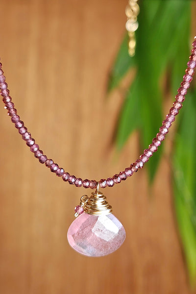 One of a Kind GF) Blush Sapphire & Garnet Necklace