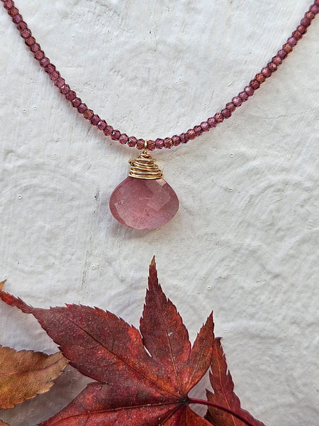 One of a Kind GF) Blush Sapphire & Garnet Necklace