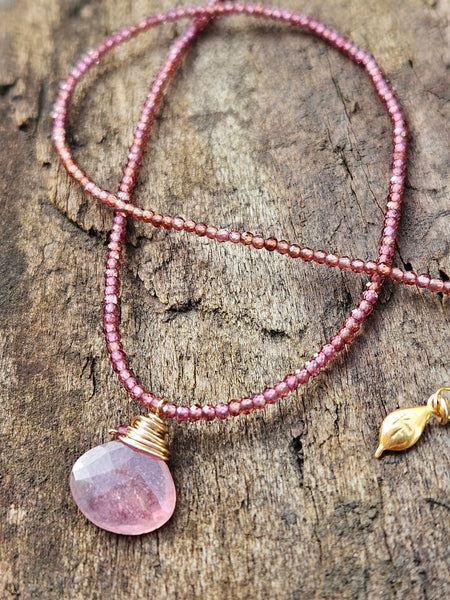 One of a Kind GF) Blush Sapphire & Garnet Necklace