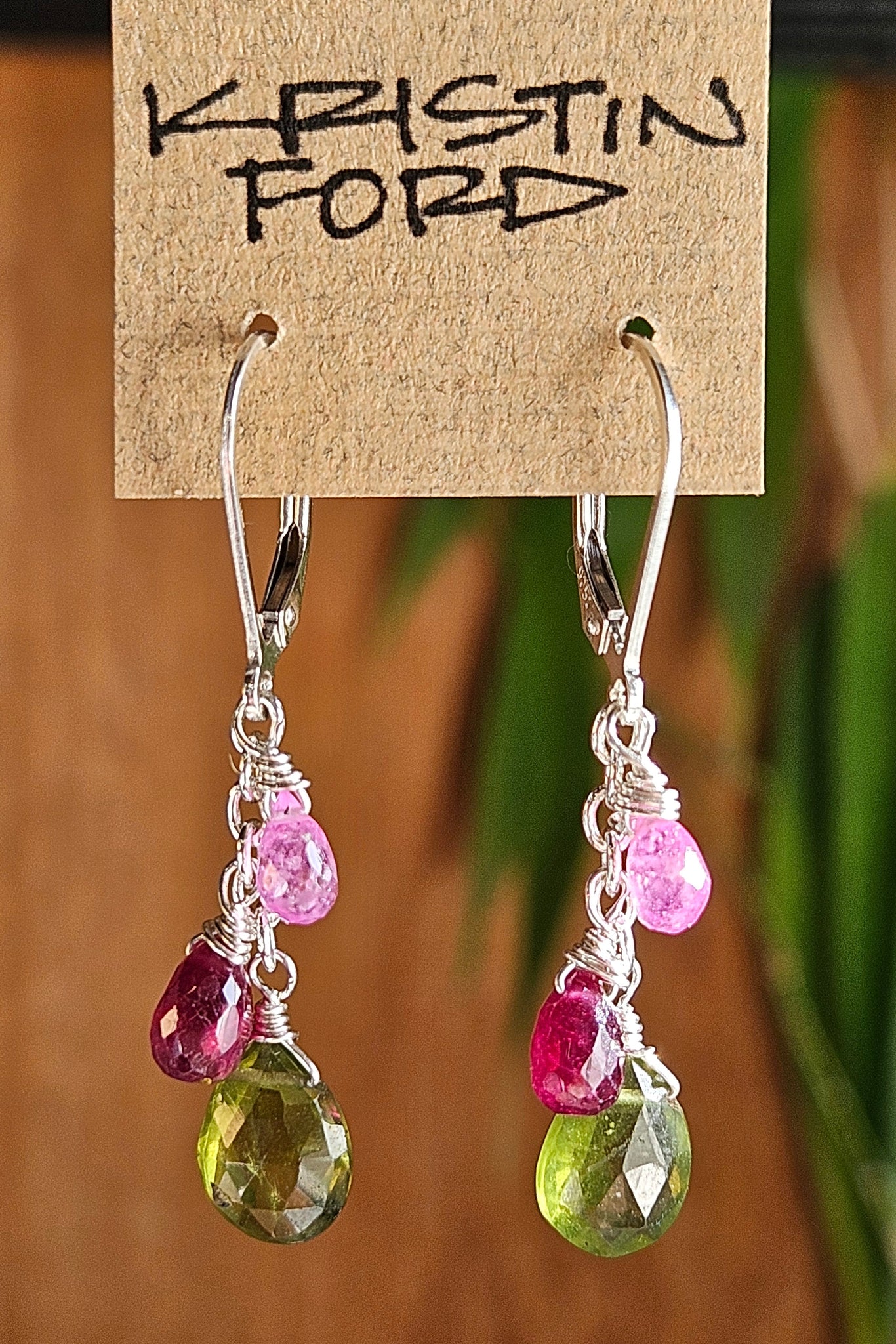 Vesuvianite, Ruby & Pink Sapphire Earrings  EGR0426