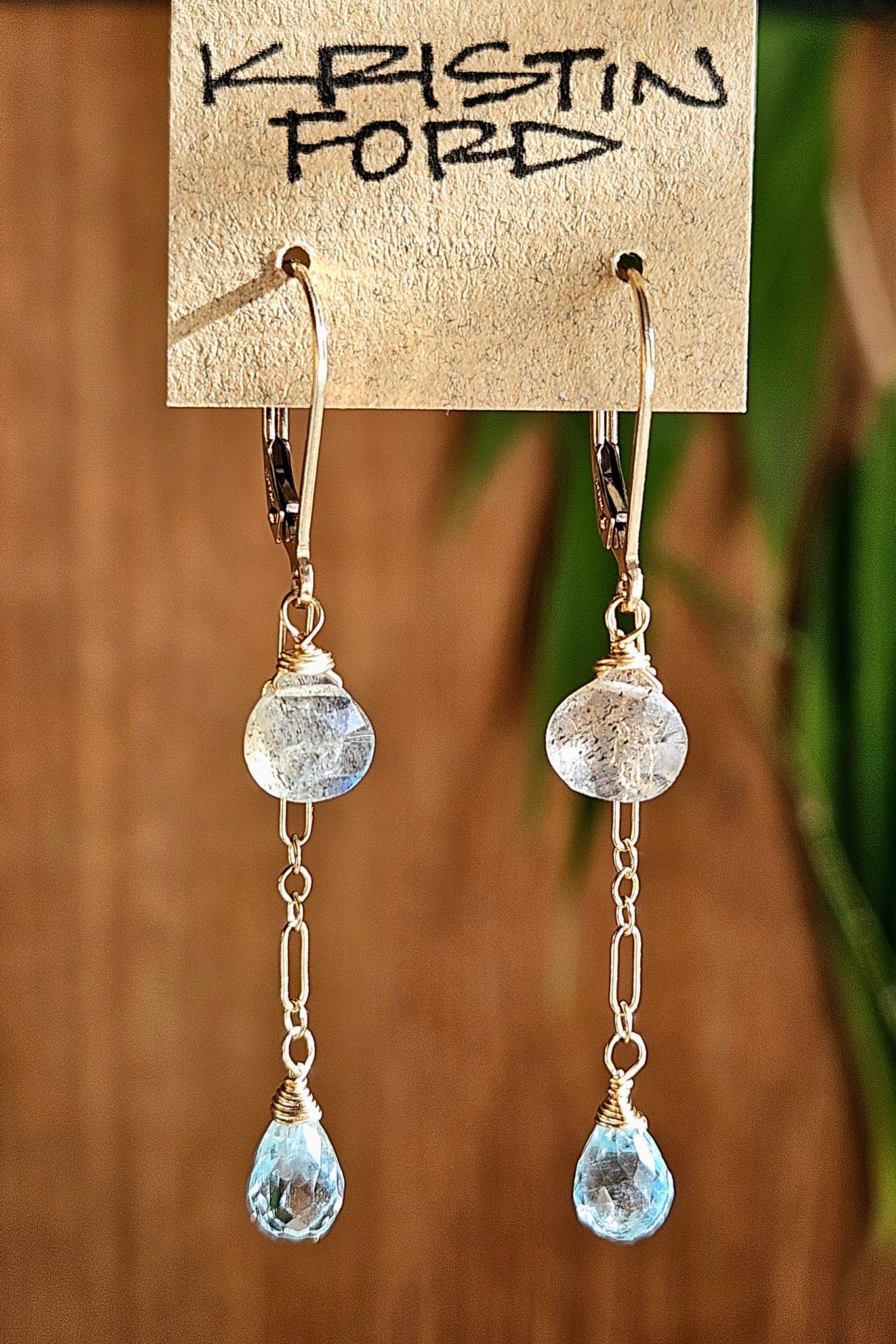 One of a Kind GF) Blue Topaz & Labradorite Earrings