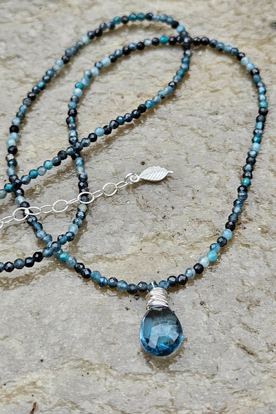 One of a Kind London Blue Topaz & Blue Tourmaline Necklace & Earring