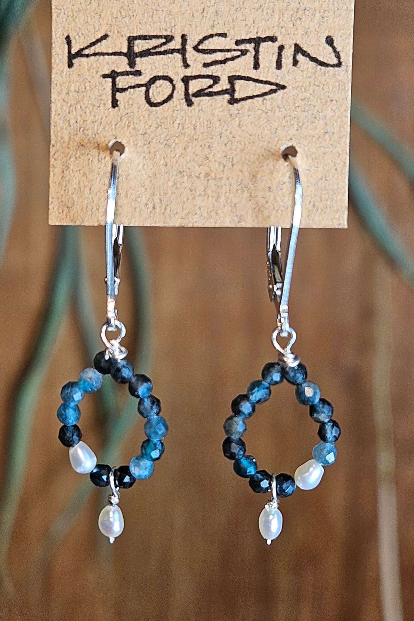 Fresh Water Pearl & Blue (Indicolite) Tourmaline Earrings EWH5425
