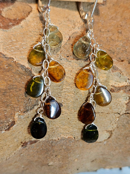 Multi Color Earth Tone Tourmaline Earrings  EWH7025