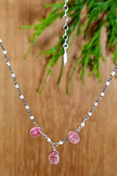 Pink Tourmaline & White Topaz Necklace  NRD5625OX