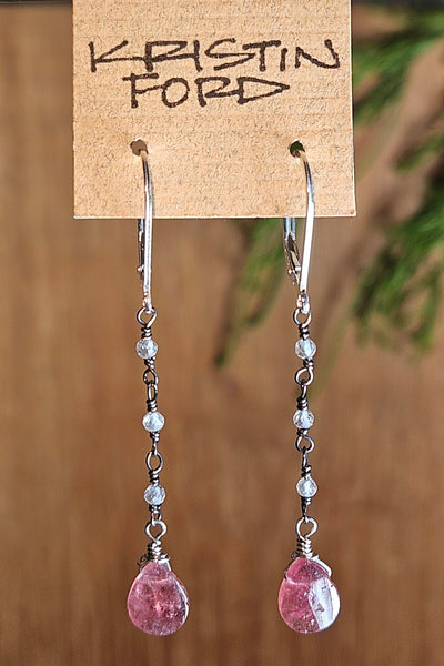 Pink Tourmaline & White Topaz Earrings ERD5625OX