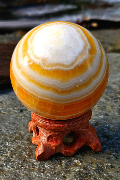 Banded Calcite Sphere (with Stand)