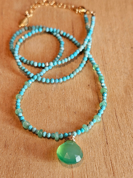 GF) Chrysoprase & Turquoise Necklace  NGR0926G
