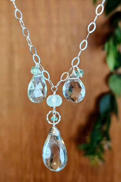 Prasiolite, Emerald & Chalcedony Necklace  NGR1026