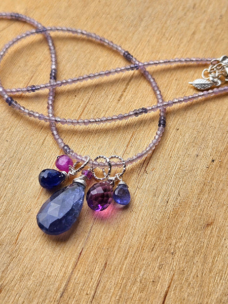 Iolite, Sapphire, Amethyst, Tanzanite & Ruby Necklace NBL0526