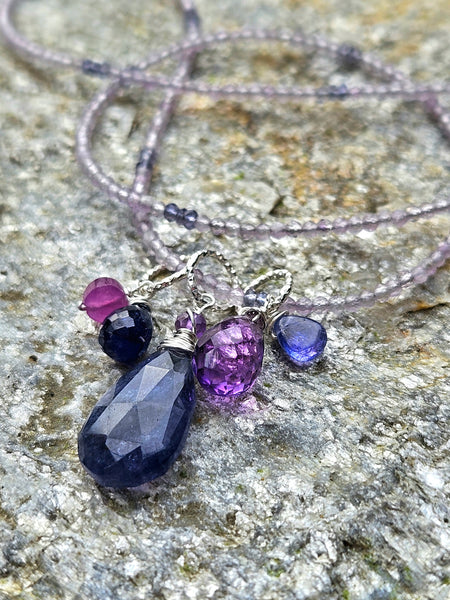 Iolite, Sapphire, Amethyst, Tanzanite & Ruby Necklace NBL0526