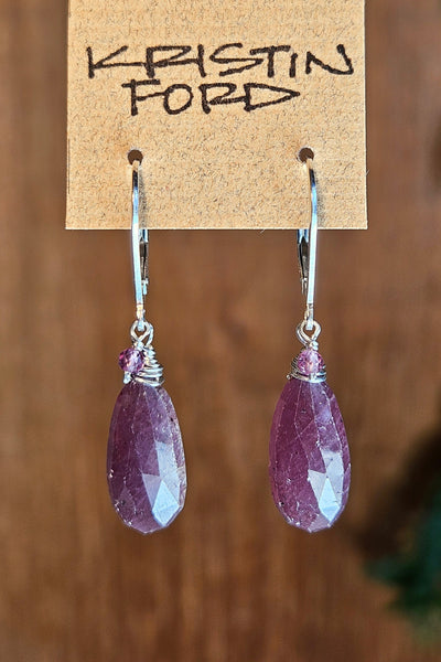 Red/Rose Sapphire & Rhodolite Earrings  ERD0226