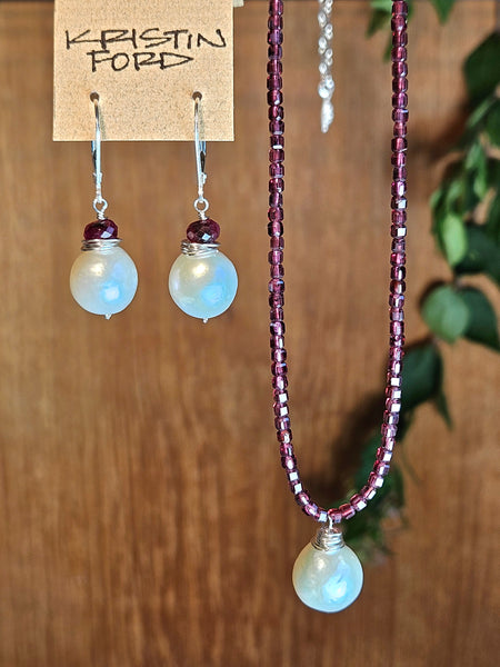 Pearl & Ruby Earrings  EWH1126