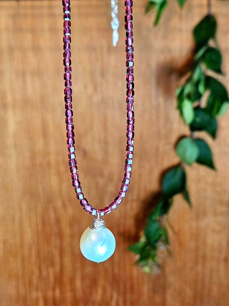 Pearl & Garnet Necklace  NWH1126