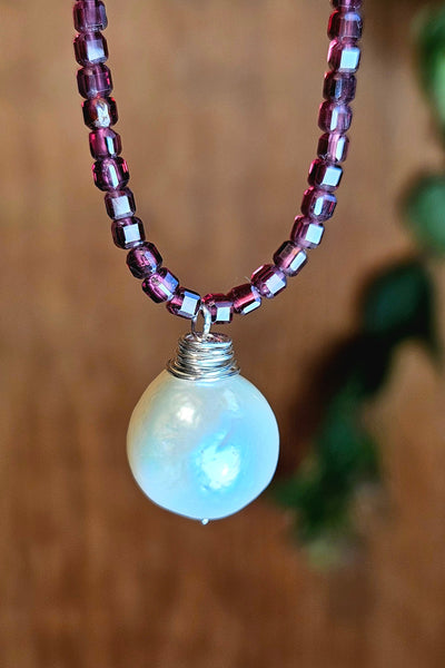 Pearl & Garnet Necklace  NWH1126