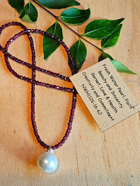 Pearl & Garnet Necklace  NWH1126