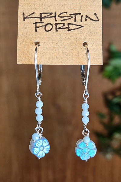 Labradorite Flower & Aquamarine Earrings  EBK0426