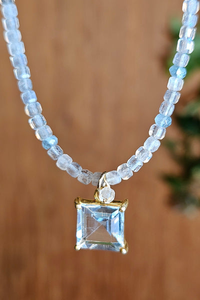 GF) Blue Topaz, Labradorite & Blue Apatite Necklace  NBL0326G