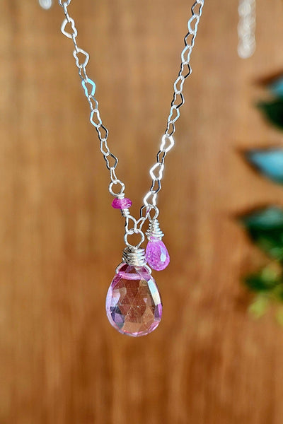 Pink Topaz, Pink Sapphire & Ruby Necklace  NRD0726