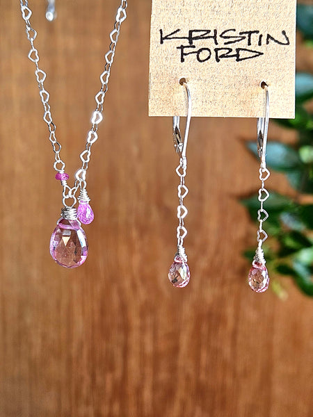 Pink Topaz, Pink Sapphire & Ruby Necklace  NRD0726