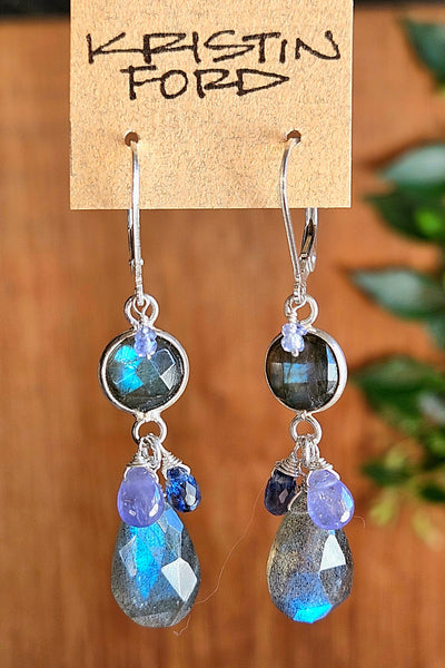 Labradorite, Blue Kyanite & Tanzanite Earrings  EBK3426