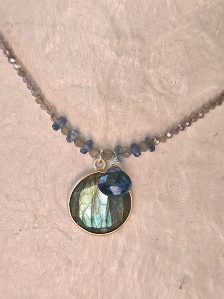 Labradorite, Blue Kyanite & Tanzanite Necklace  NBK3126
