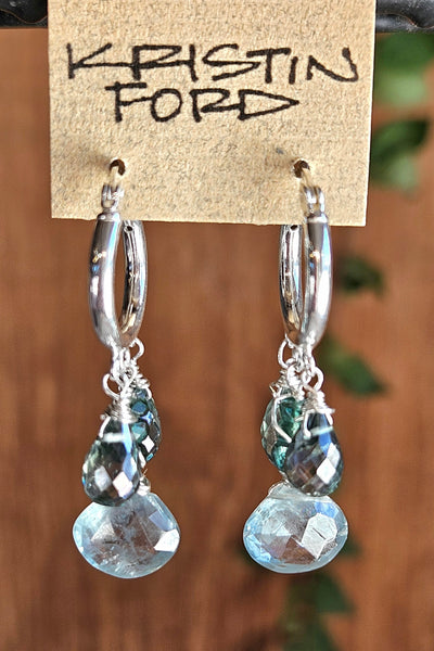 Ocean Blue Kyanite, Prasiolite & Green Apatite Earrings  EBL0226