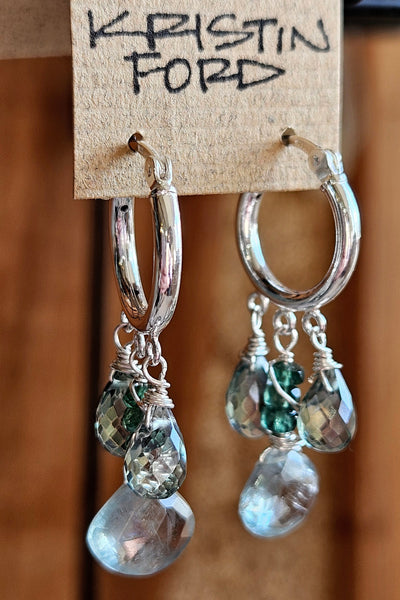 Ocean Blue Kyanite, Prasiolite & Green Apatite Earrings  EBL0226