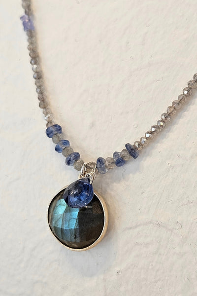 Labradorite, Blue Kyanite & Tanzanite Necklace  NBK3126