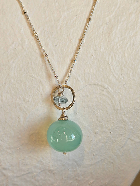 Chalcedony & Aquamarine Necklace  NBL1926