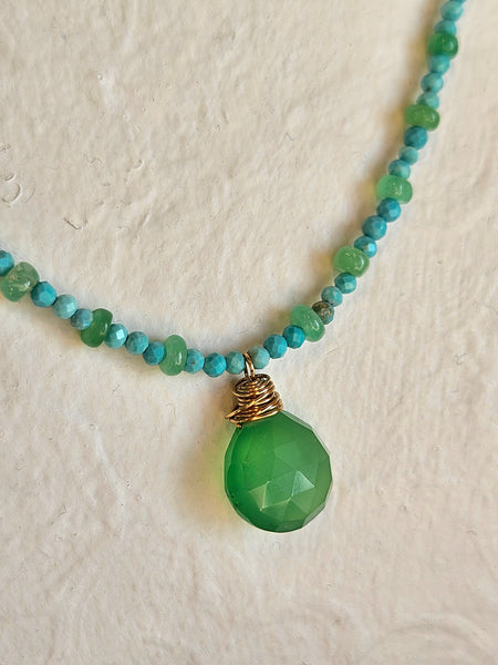 GF) Chrysoprase & Turquoise Necklace  NGR0926G