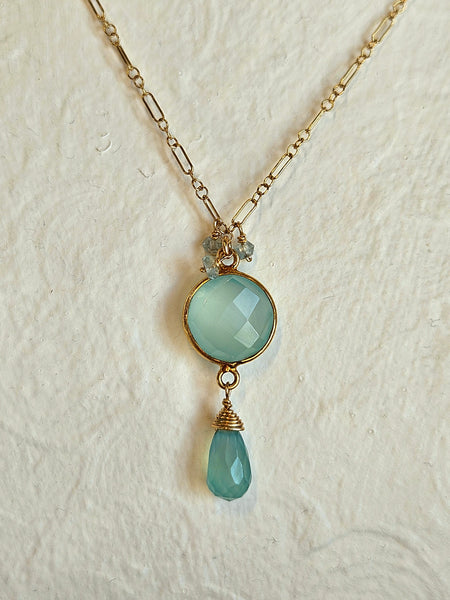 GF) Chalcedony & Aquamarine Necklace  NBL5426G