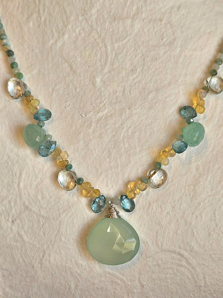 Chalcedony, Opal, Apatite & Amazonite Necklace  NBL3625