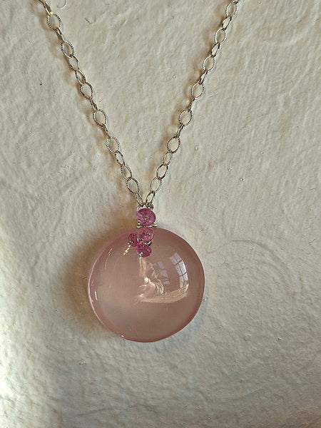 Rose Quartz & Pink Sapphire Necklace  NRD1126