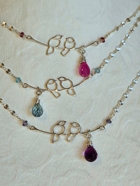 Love Birds and Amethyst Necklace  NWH5026AM