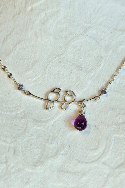 Love Birds and Amethyst Necklace  NWH5026AM