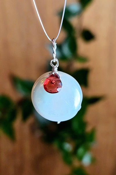 Coin Pearl & Garnet Floating Pendant  NWH2626