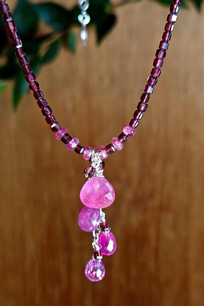 One of a Kind Ruby & Garnet Necklace & Earrings
