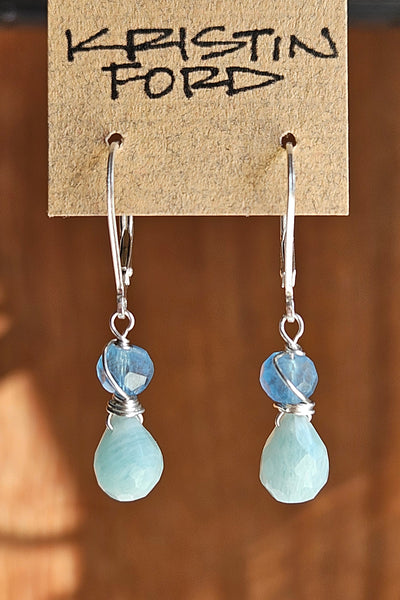 Amazonite & Aquamarine Earrings  EBL6026