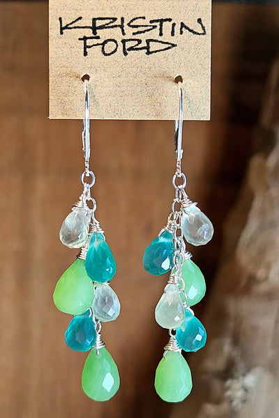 Chrysoprase, Green Onyx & Prehnite Earrings EGR5826