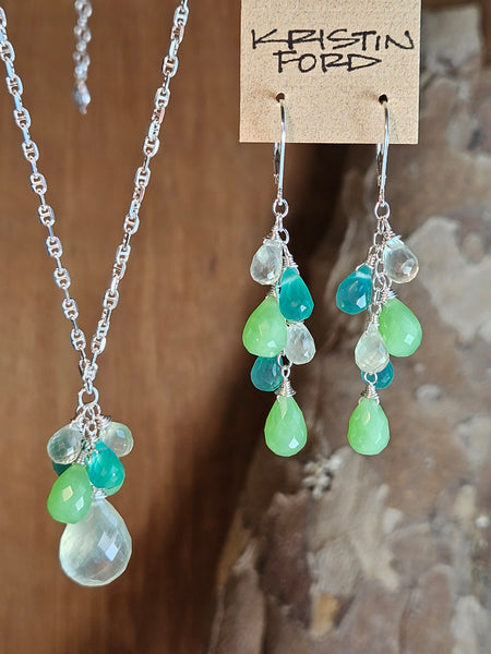 Prehnite, Chrysoprase & Green Onyx Necklace  NGR5826