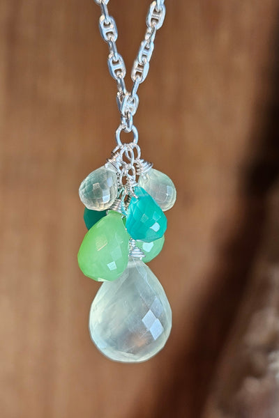 Prehnite, Chrysoprase & Green Onyx Necklace  NGR5826