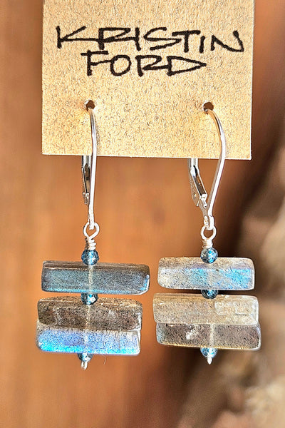 Labradorite & London Blue Topaz Earrings  EBK1126
