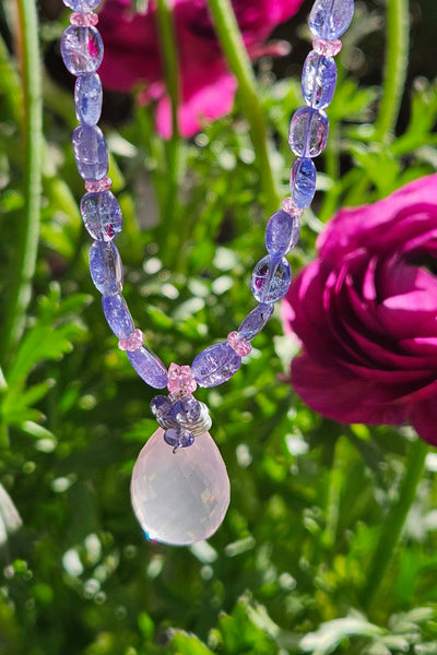 Rose Quartz, Tanzanite & Pink Sapphire Necklace