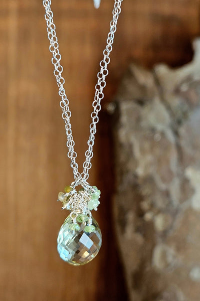 One of a Kind Lemon Quartz & Grossular (Green) Garnet Necklace