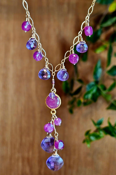One of a KInd GF) Ruby & Amethyst Necklace