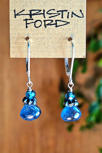 Indigo Kyanite, Pearl & London Blue Topaz Earrings  EBL6426