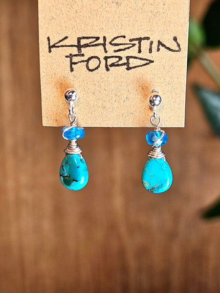 Turquoise & Neon Apatite Post Earrings  EBL6126