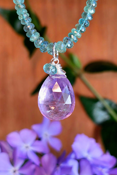 One of a Kind Amethyst & Emerald Necklace